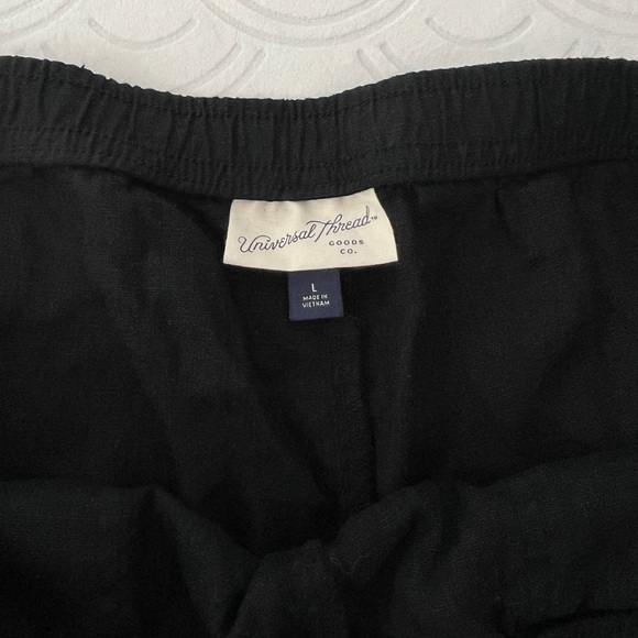 Universal Thread Linen Blend Black Shorts Pull On Comfy Pockets 3 1/2" Inseam - Picture 3 of 9
